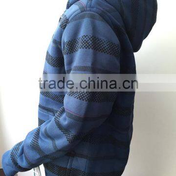 Manufacture Navy Blue Stripe Style Boy Baseball Jacket With Hoody photo-2