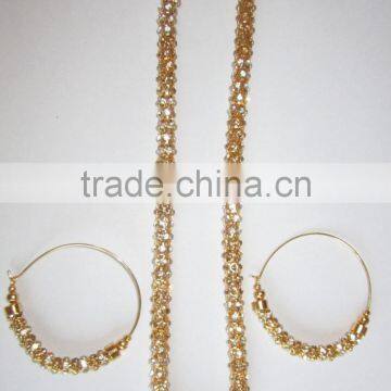 Crystal Necklace String Hoop Earrings Set photo-2
