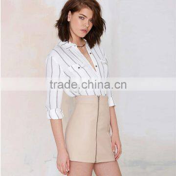 MGOO 2016 Fashion Design Custom Slinky Skirt For Women Work Office High Waist Zip Up Skirts 15144A552 photo-3