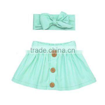 Latest Designer Cotton Skirt Kids Girl Short Dresses Matching Headband Sets photo-2
