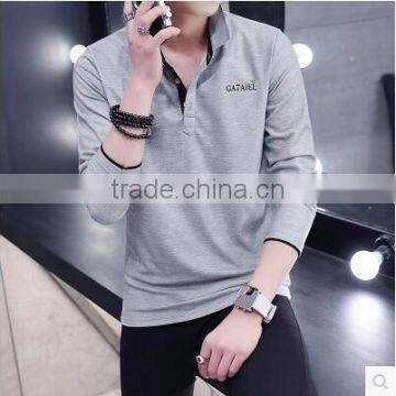 Spring Clothing Men's T-shirt With Long Sleeves Lapel With Clasp Autumn Clothes Young Men Led the Son Leisure Shirt Polo Shirt photo-3