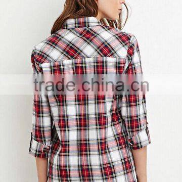 New Style Women Plaid Casual Shirt Cheap Women Blouse photo-2