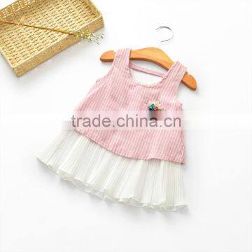 S33540W Little girls summer dress chiffon striped joining lovely dress