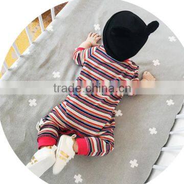 S17710A High Quality Cotton Wholesale Baby Clothes Stripe Design Baby Rompers photo-3