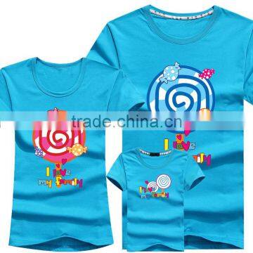 Wholesale Printing Bule Family Matching T-Shirt