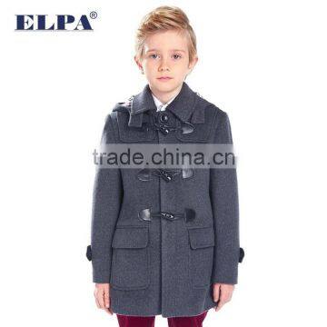 ELPA Tan Wool Long Slim Fit Winter Overcoat With Removable Cap for Boy photo-3