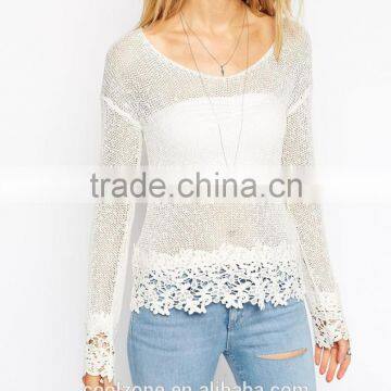 Women Dropped Shoulders Lightweight Fabric Crochet Top,crochet Top Fashion Blouses 2015 photo-4