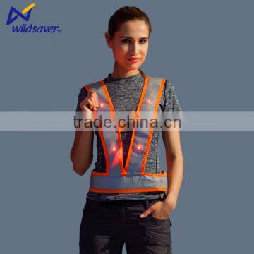 Police Worker hi Visibility Led Warning Lighted Safety Vest photo-2