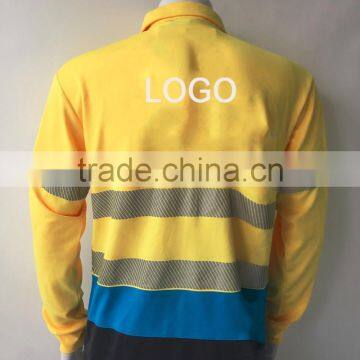 Hot Sale Custom Printed Polyester Safety hi Vis Micro Mesh Heat-applied Tape Reflective Polo Shirt photo-2