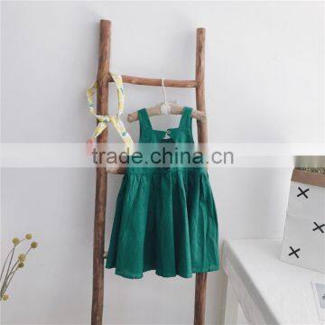 Factory Supply 2-7Y Little Girls Hollow Back Green One-piece Dress Little Girls photo-2