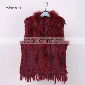 Many Colors Available Women Knit Whole Skin Real Rabbit Fur Vest For Women Plus Size