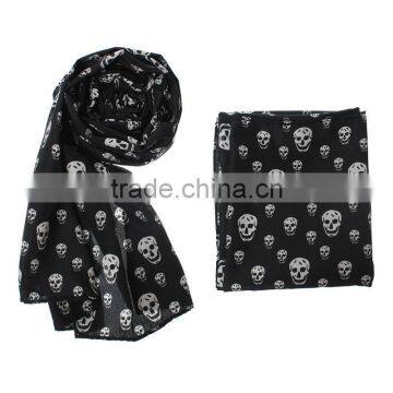 Popular trendy wome's Halloween Skull Printed black scarf