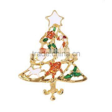 Pin Brooches Christmas Tree Gold Plated Red & Green Enamel Christmas Brooch