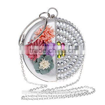 Blue Rhinostone Flower Clutch Bag /ygm Silver Gold Red Portable Purse Evening Bag / Gorgeous Bridal Wedding Purse Party Handbag photo-5