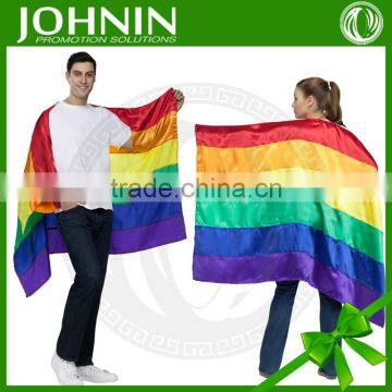 Hot promotional costume application polyester rainbow flag cape