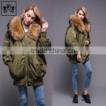 Make-To-Order Winter Women Army Green Down For Winters Men Embroidered Bomber Jacket