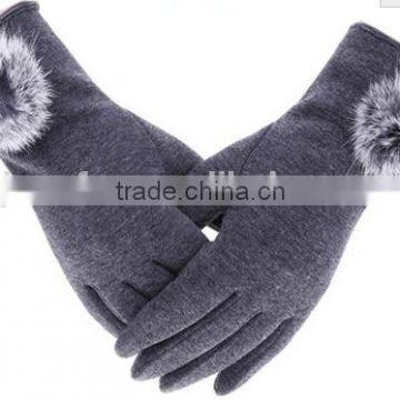 Customized Gloves Unisex Magic Grey Color Gloves Match Color Rabbit Fur Ball For Adult Casual Design