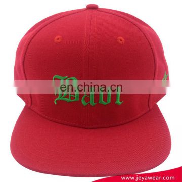 Custom design your own logo 6 panel red snapback hat for wowen