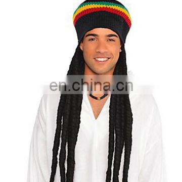 Mens black synthetic wig hot sale rasta wig with favorable price FW2153