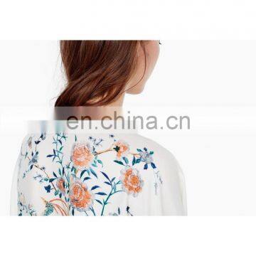 China Supplier Latest Style American Stylish Long Sleeve High Quality Embroidery Chiffon Lady Blouse photo-5