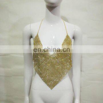 2017 New Arrived Women Top Metal Diamond Gold Silver Hand Patch Work Sexy Top Wholesale Retail 1pcs Dropshipping photo-4