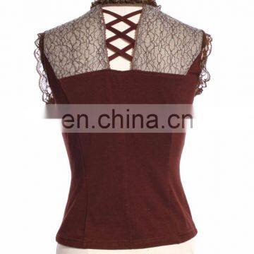 Steam Punk Sleeveless V-cut Lace Top photo-2
