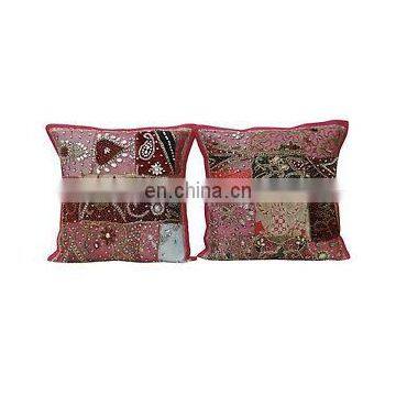 Indian Handmade Patchwork Throw Pillow cover Cushion 17'' Embroidered Beaded Ethnic decorative Vintage Cushion Covers cases