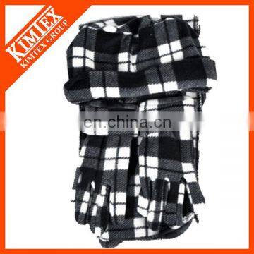 Black&White Checkered Polar Fleece Hat Scarf Glove Matching Set