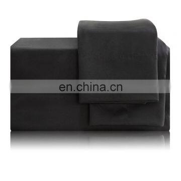 Cheap Black Solid Color Microfiber Queen Size Bed Cover Bedroom Sheet Set photo-2