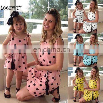 Polka Dot Sleeveless Mother and daughter Matching Dresses Family Look mommy and me Clothes mom Baby Girl Dress Clothing NO BELT