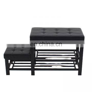 Customized PVC Leather  Metal  Steel Shoe Racks Bench Storage Organiser Holder Rack  At Doorway Entrance