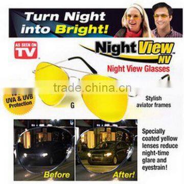 Yellow Polycarbonate Night View Aviator Style Glare Reduction Glasses Night View Glasses