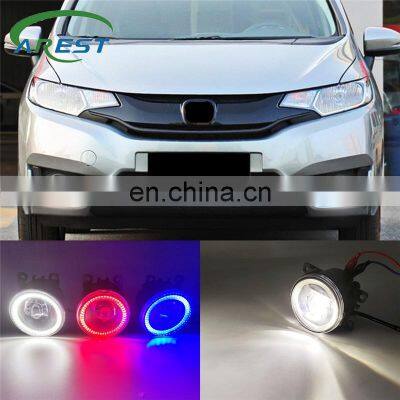 2 Functions Auto LED DRL Daytime Running Light For Honda Jazz Fit 2014 2015 2016 2017 Car Angel Eyes Fog Lamp Foglight