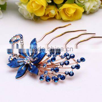 2015 New Model FZZ-714 Metal Crystal Hair Fork Flower Type Full Diamond