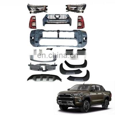 Car Accessories Front Bumper Facelift Conversion Bodykit Body Kit for 16-2021 Toyota FORTUNER UPGRADE TO 2021 HILUX ROCCO