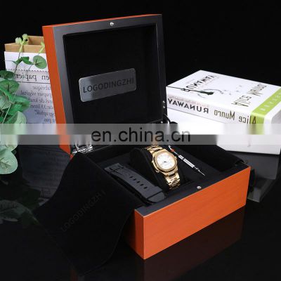 OEM MDF clamshell wooden watch packaging box jewelry storage