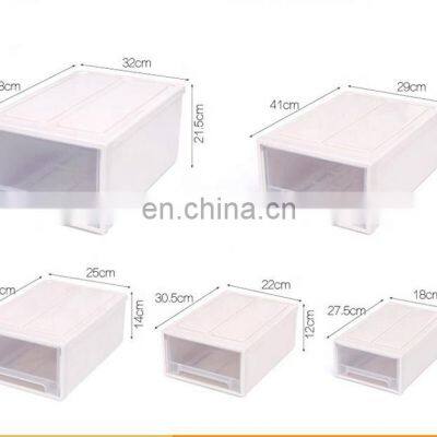 Plastic Stackable Storage Shoe Box With Drawer Container White Frame With Clear Drawers Sundries Organizer Box photo-2