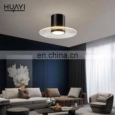 HUAYI Hot Selling Modern Home Indoor Decoration Aluminum Acrylic Black White LED Ceiling Light