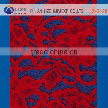 Italian polyester nylon cotton stretch heavy red lace fabric for sale LZ-0426