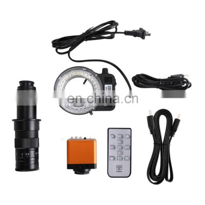 34MP Industrial Microscope Camera Kit 2K 1080P 60FPS with 180X C-Mount Lens & 56 LED Ring Light