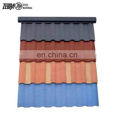 0.45mm color roofing tile milano black red blue roof tile China stone color coated metal roof tiles