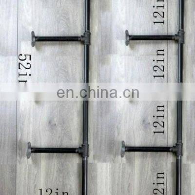 Wall Mounted Industrial Black 5 Tier Pipe Bookshelf Bracket photo-2