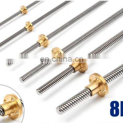 8mm T8 Lead 2mm Stainless Steel Lead Screw T8 Brass Nut For CNC 3D Printer photo-4