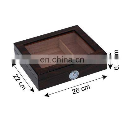 Wholesale Custom Spanish Cedar Wooden Box With Hygrometer Humidifier Solution Desktop Glass Cigar Humidor photo-4