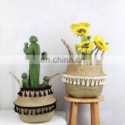 Handwoven Seagrass Belly Basket, Straw Clothes Basket Planter Basket Large Wholesale
