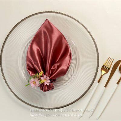 Wholesale Banquet Wedding Gold Silver Rimmed Glass Charger Plate