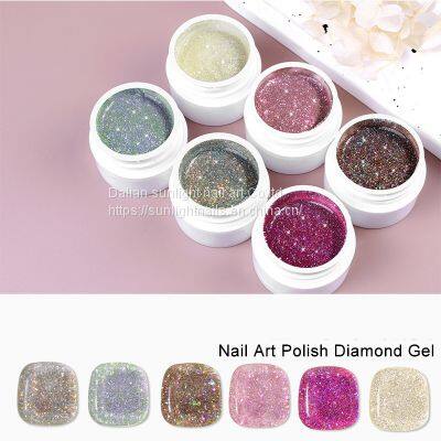 New Explosive Sparkling Star River Broken Diamond Glue Super Sparkling Pop Color Dynamic Nail Oil Glue Summer Aurora Nail Shop Wholesale