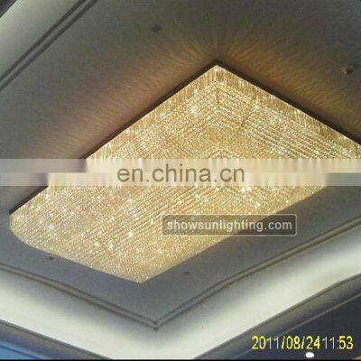 Rectangle Large Modern Hotel Banquet Hall Lighting Crystal Chandelier Luxury