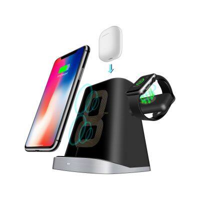 Multi-Function 3-in-1 Magnetic Wireless Charger Portable Desktop Bracket Mobile Phone Earphone Watch Multiple Devices Charging