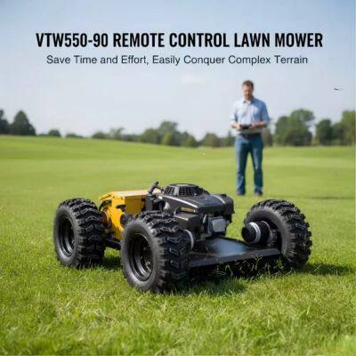 Роторный газонокосилка VTW550-90 с дистанционным управлением, скорость 0-6 км/ч, электронный запуск, вес 90 кг, легкий дистанционно управляемый газонокосилка для садов